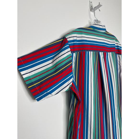 Vintage Sears Striped Cotton Short Sleeve Shirt 80s 90s Retro large - Picture 9 of 12